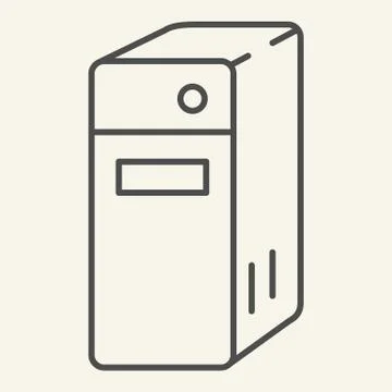 System unit of a computer thin line icon. Pc block vector illustration isolated Illustrazione stock