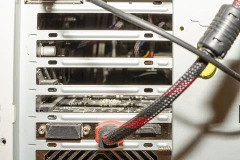 System unit of a home desktop computer. back view Foto stock