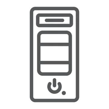 System unit line icon, hardware and device, case for the computer sign, vector Stock Illustration