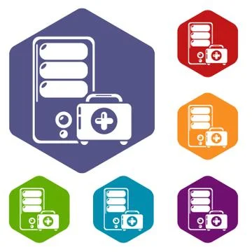 System unit repair icons vector hexahedron Stock Illustration