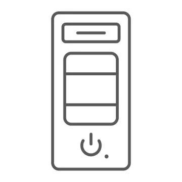 System unit thin line icon, hardware and device, case for the computer sign Illustrazione stock