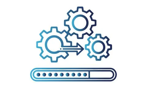 System Update and Process Automation Concept with Gears and Progress Bar Illustration