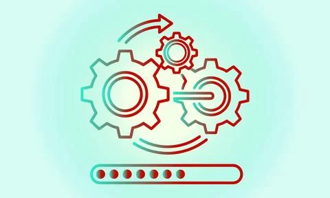 System Update and Process Automation Concept with Gears and Progress Bar Stock Illustration