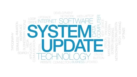 System update animated word cloud. Kinetic typography. Stock Footage 107572433