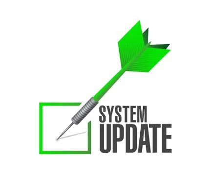 System update approval check dart sign concept 스톡 일러스트