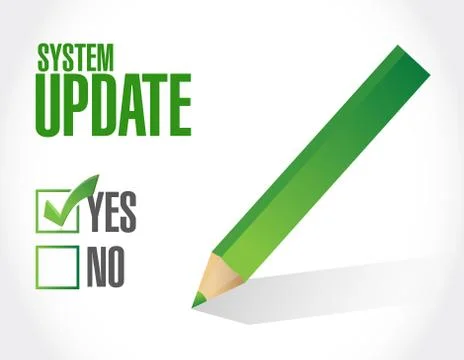 System update approval sign concept Illustrazione stock