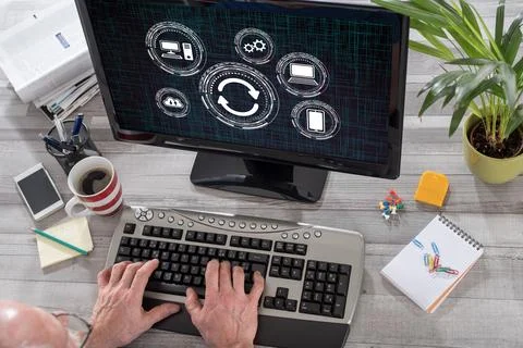 System update concept on a computer Stock Photos