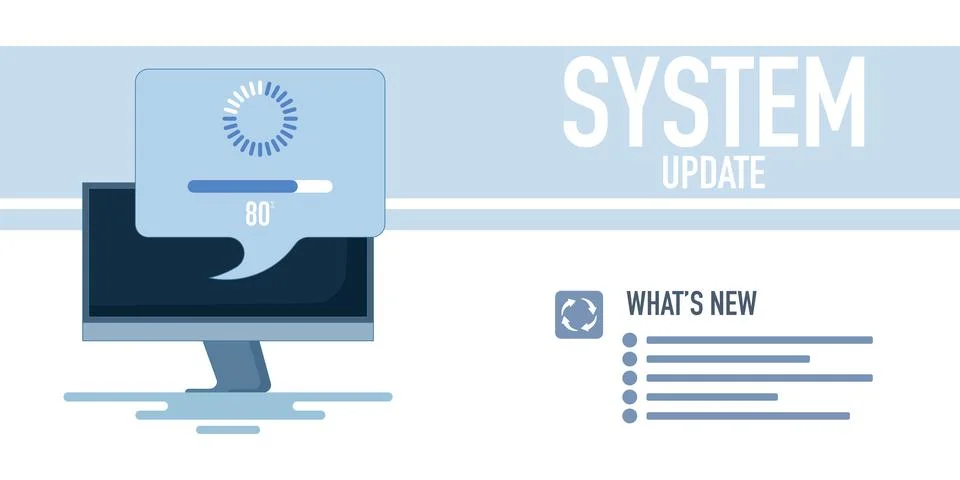 System update concept improves performance Illustrazione stock