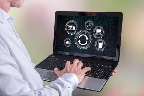 System update concept on a laptop Stock Photos