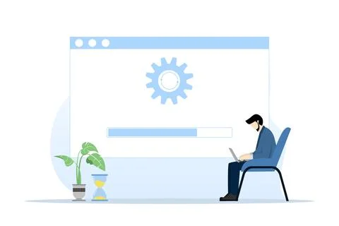 System update concept. The operating system updates the progress. 스톡 일러스트