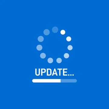 System update concept with progress bar on a blue background. Vector EPS 10 Stock Illustration