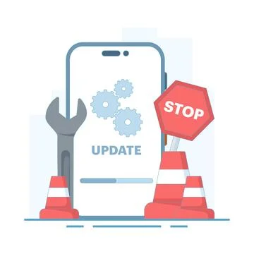 System update concept, smartphone software update screen, System maintenance. Stock Illustration