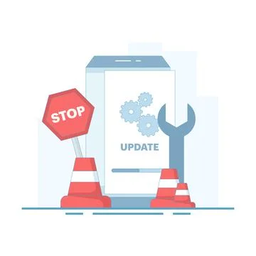 System update concept, smartphone software update screen, System maintenance. Stock Illustration
