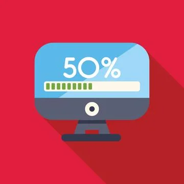 System update on desktop computer showing 50 percent progress bar Stock Illustration