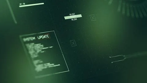 System update display showing data about facial recognition and surveillance Stock Illustration