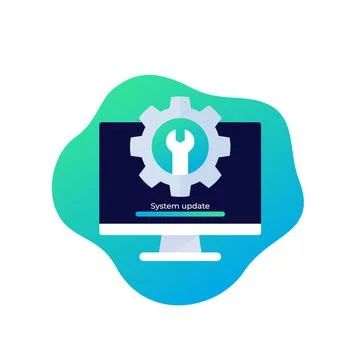 System update icon with computer 스톡 일러스트