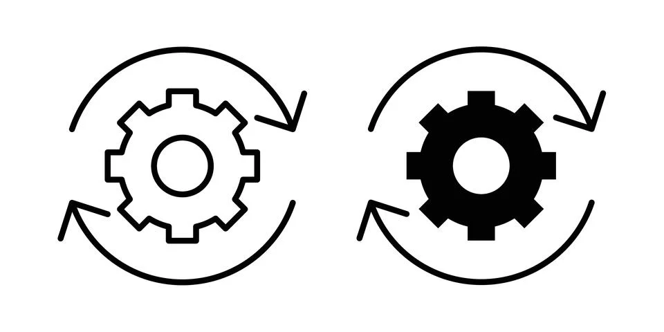 System update icon logo. Outline style icons with flat versions 스톡 일러스트