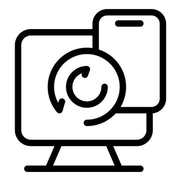 System update icon showing smartphone syncing to computer Illustrazione stock