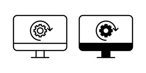 System update icon. Style is flat and line symbol イラスト素材