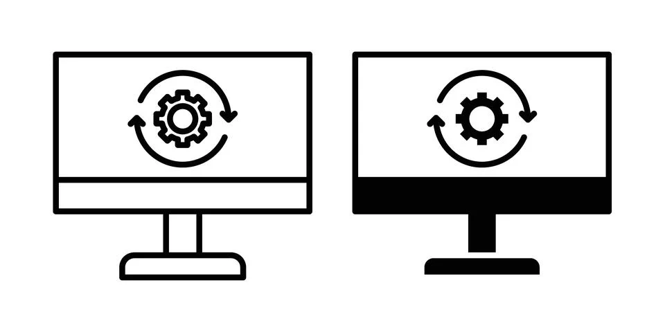 System update icon thin line and clipart style vector set イラスト素材