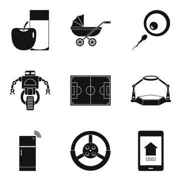 System update icons set, simple style Illustrazione stock