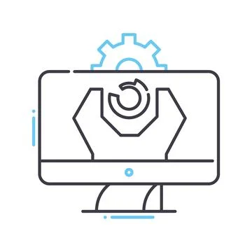 System update line icon, outline symbol, vector illustration, concept sign Stock Illustration
