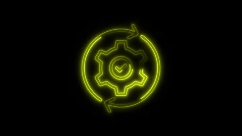 System Update Outline Icon in HD Video Neon Animation  Technology and Softw Vidéo 304375090