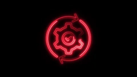 System Update Outline Icon in HD Video Neon Animation  Technology and Softw 動画素材 304375091