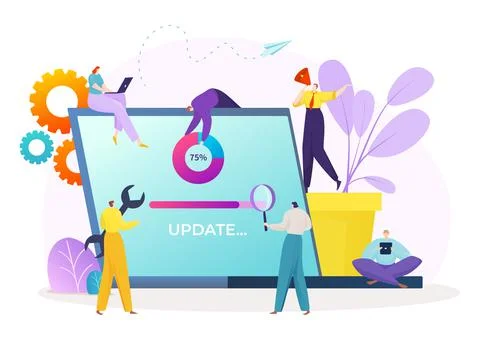 System update process, digital software progress at digital device vector Stock Illustration