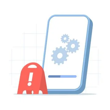 System update process with loading bar on smartphone Stock Illustration