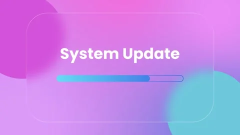 System update progress bar is displayed inside a sleek glass animation Vidéo 335121125