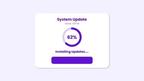 System update window with circle progress bar animation Vidéo 334767845