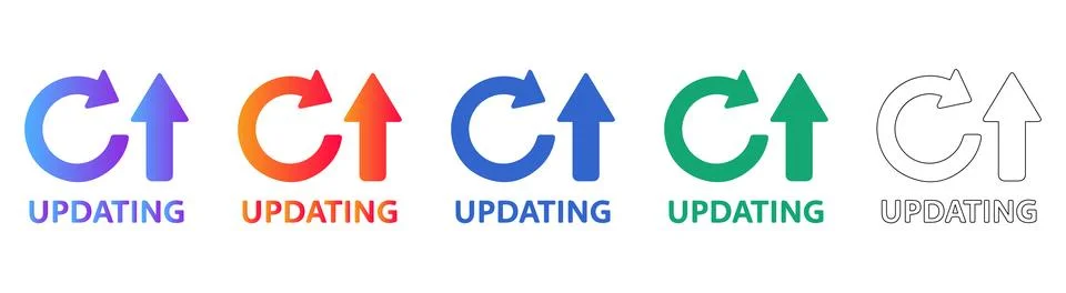 System Updating Process Icon Set Illustrazione stock