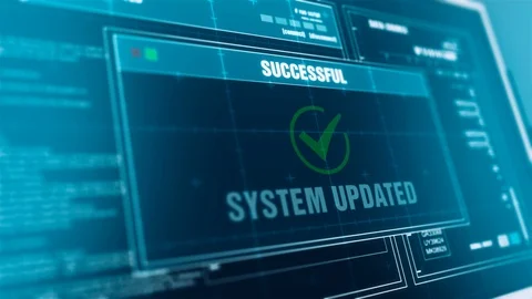 System Updating Progress Warning Message System Updated Alert on Screen Stock Footage