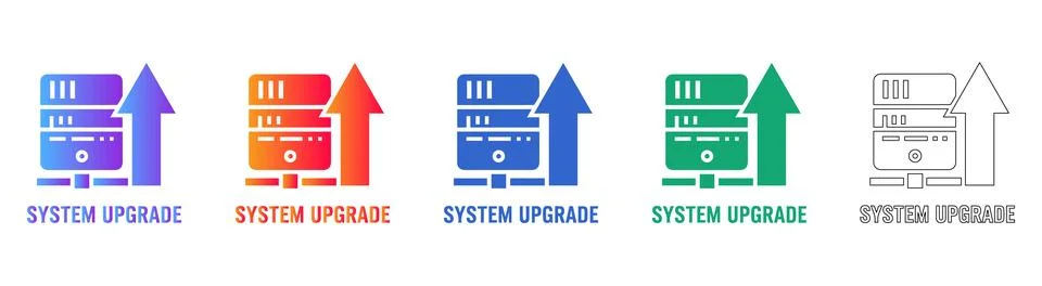 System Upgrade and Server Scaling Icons Stock Illustration