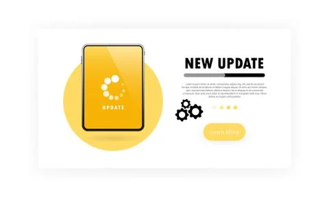 System upgrade for tablet banner. Updating progress with gears. Vector on iso Stock Illustration