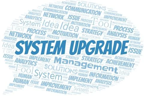 System Upgrade typography vector word cloud. Stock Illustration