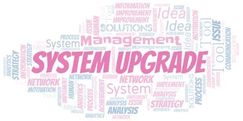 System Upgrade typography vector word cloud. Stock Illustration