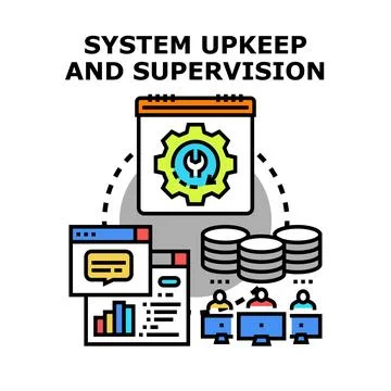 System upkeep and supervision concept vector illustration Illustrazione stock