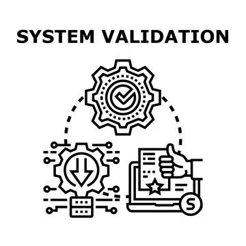 System validation process approving quality assurance concept 스톡 일러스트