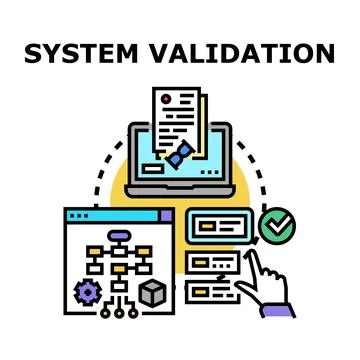 System validation process managing quality assurance testing Stockillustratie