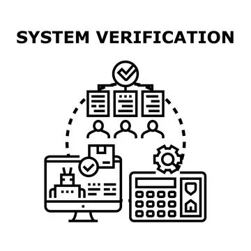 System verification process analyzing data and users Stock Illustration