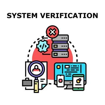 System verification process checking software development errors イラスト素材