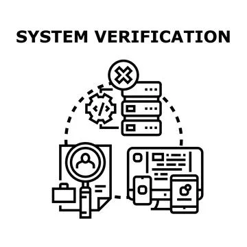 System verification process checking software development errors イラスト素材