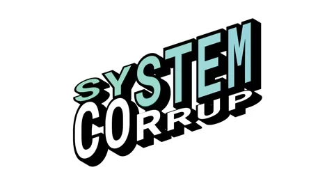 SYSTEM vs CORRUP, 3D Text Animation in Isometric View with Opposite Word Motion Stock Footage 314264100