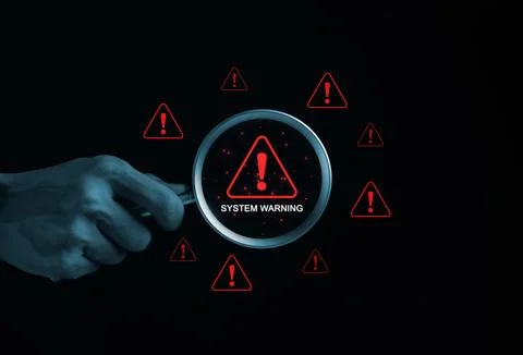 System Warning Alert, Cyber Security Concept. Foto stock