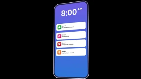 System Warning app notifications on Smartphone animation Stock Footage 326341893