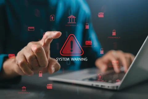 System warning attack alert cybersecurity hacking risk threat data breach i.. 写真素材