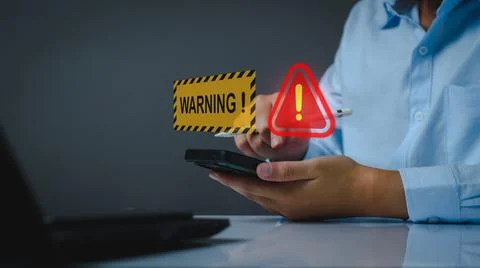 System warning hacked alert, cyber attack on computer network. Cyber securi.. 스톡 사진