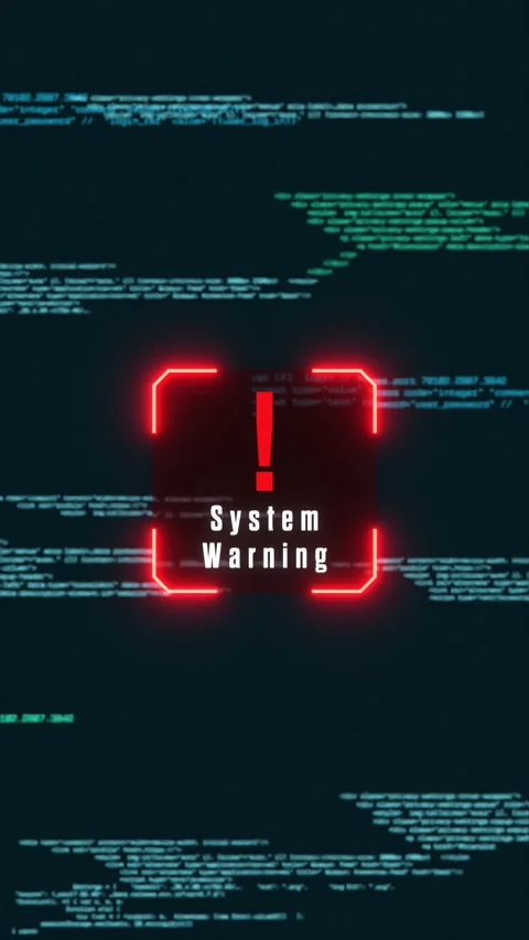 System warning, running source code and computer language, data, computer hacked 스톡 동영상 335050473